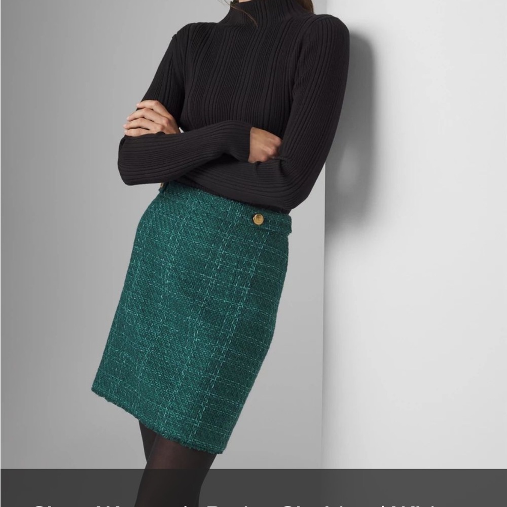 WHBM Green Tweed Skirt Sz 0